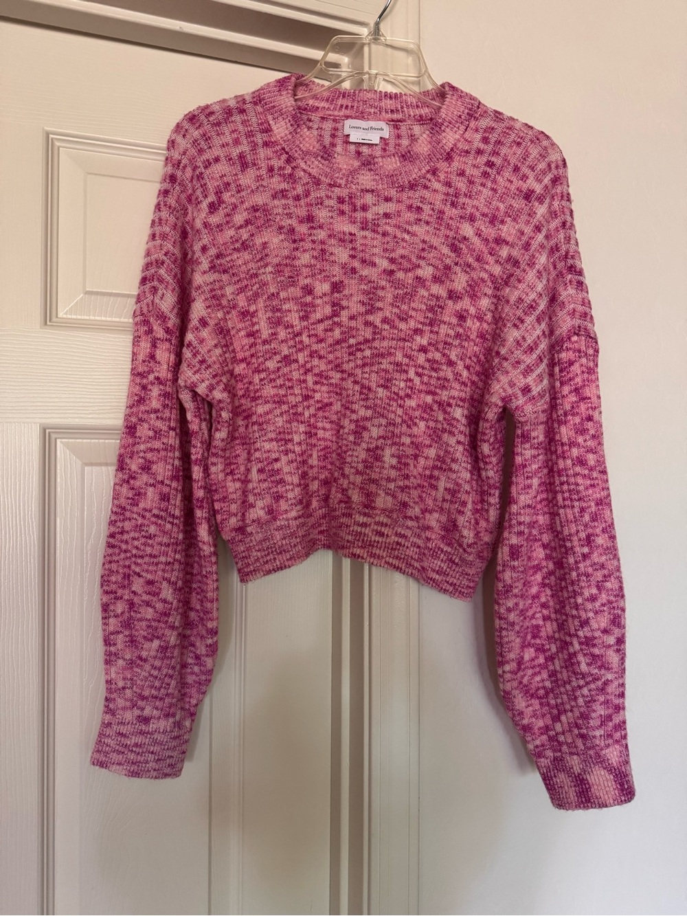Lovers and Friends cropped pink marled knit sweater wool blend oversize small